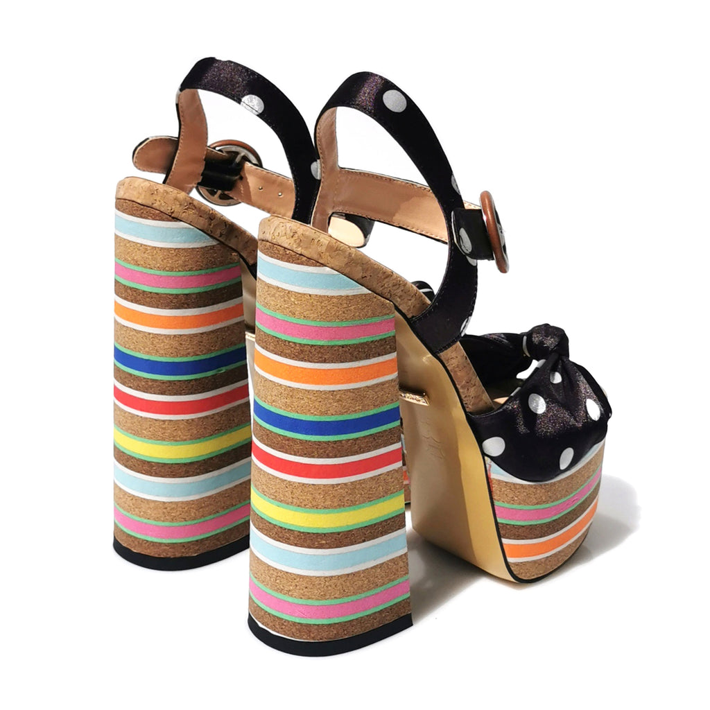 Zerra rainbow cork satin platform sandals | RNB