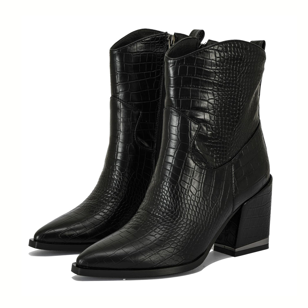 Sylvi croc-embossed cowboy boots with metal details | 2025B