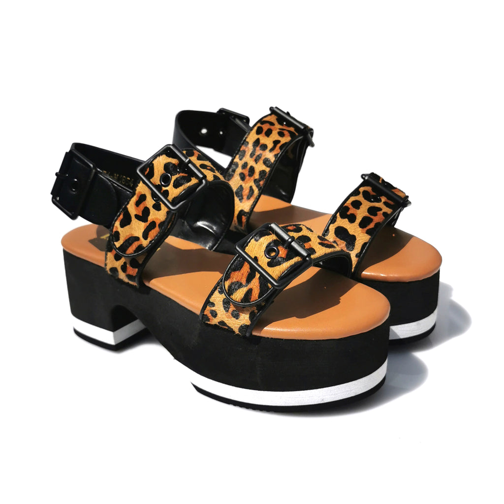 Orana leopard ponyskin-effect leather wedge platforms  | 1854L
