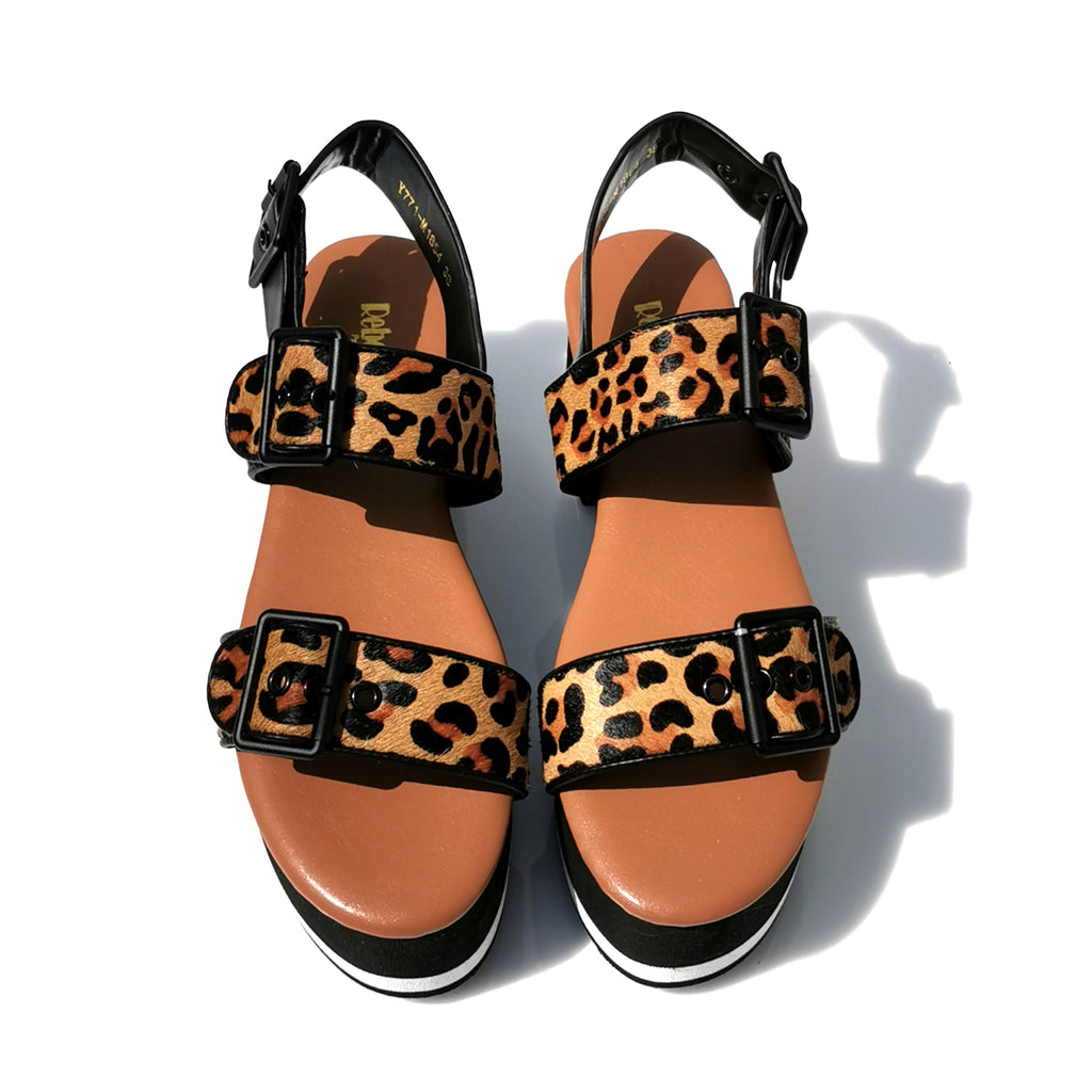Orana leopard ponyskin-effect leather wedge platforms  | 1854L