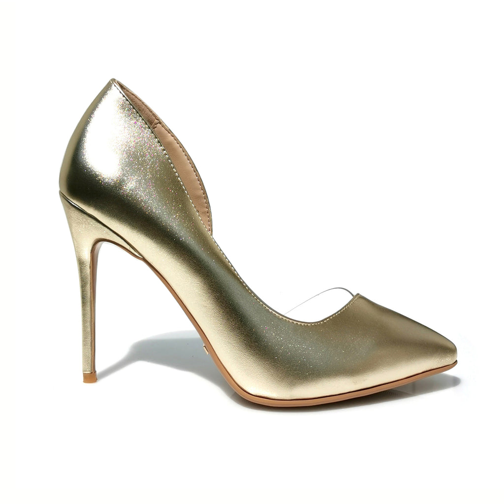 Ciara gold metallic d'Orsay pumps with a translucent PVC inset | A39G