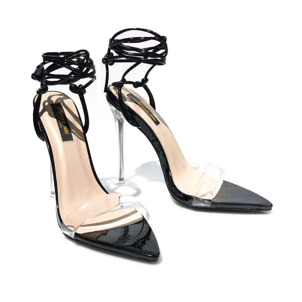 Lacey patent and PVC clear stiletto sandals | 9911B