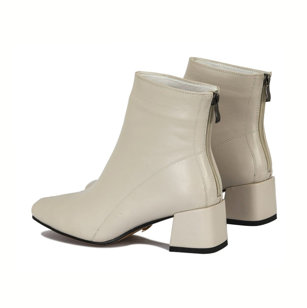 Lora block heel square toe ankle boots with backside zipper | 1732W