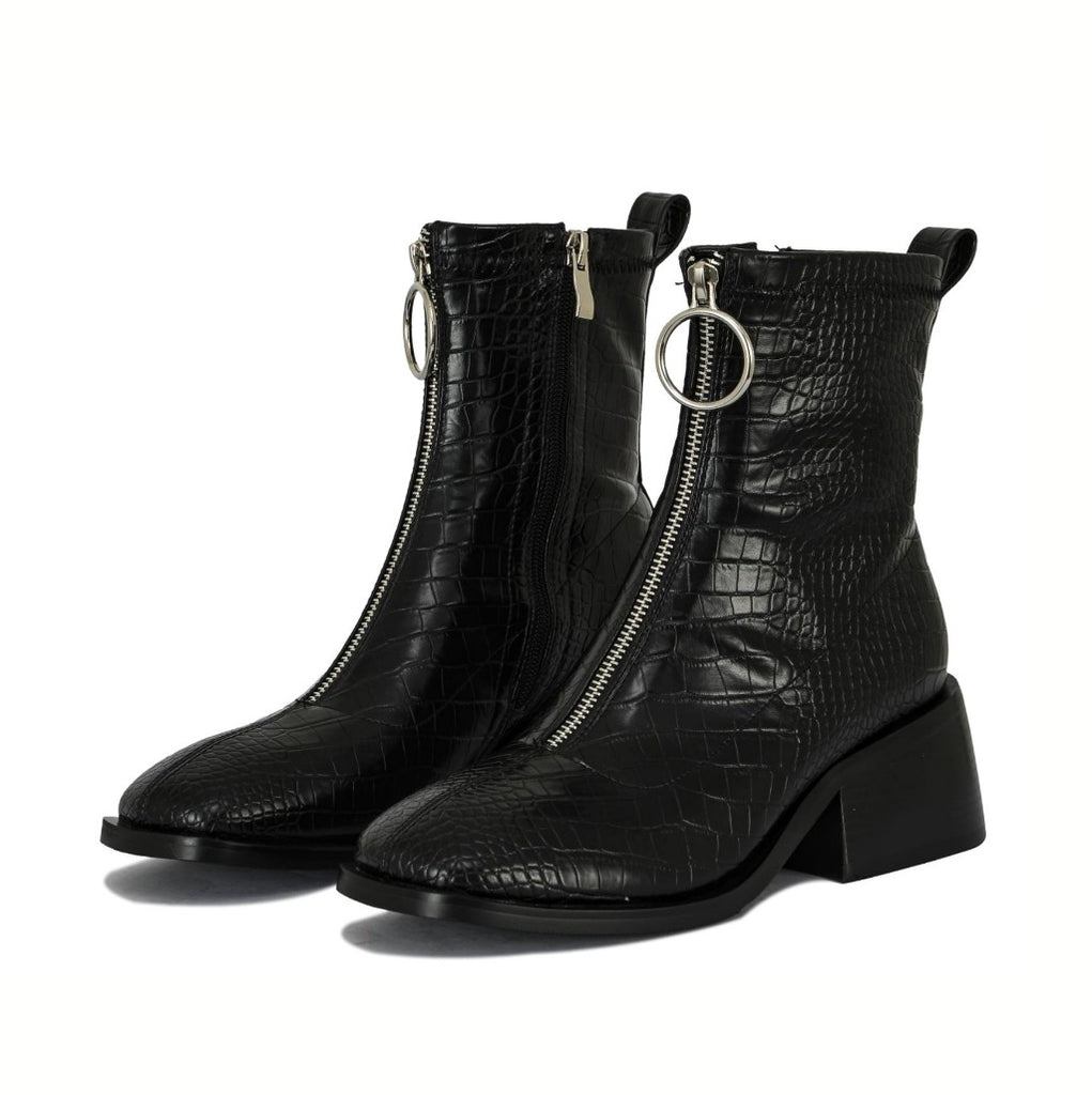 Joan croc-embossed zipped ankle boots | 2029B