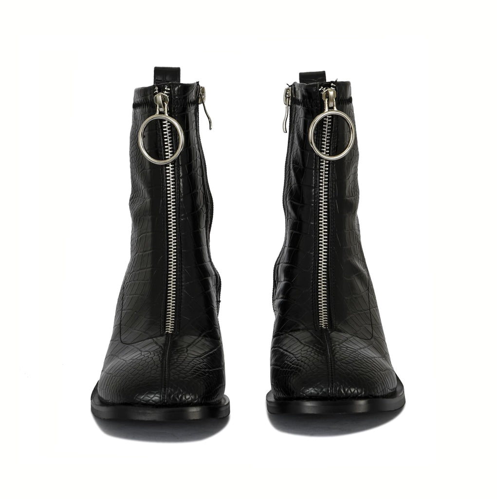 Joan croc-embossed zipped ankle boots | 2029B