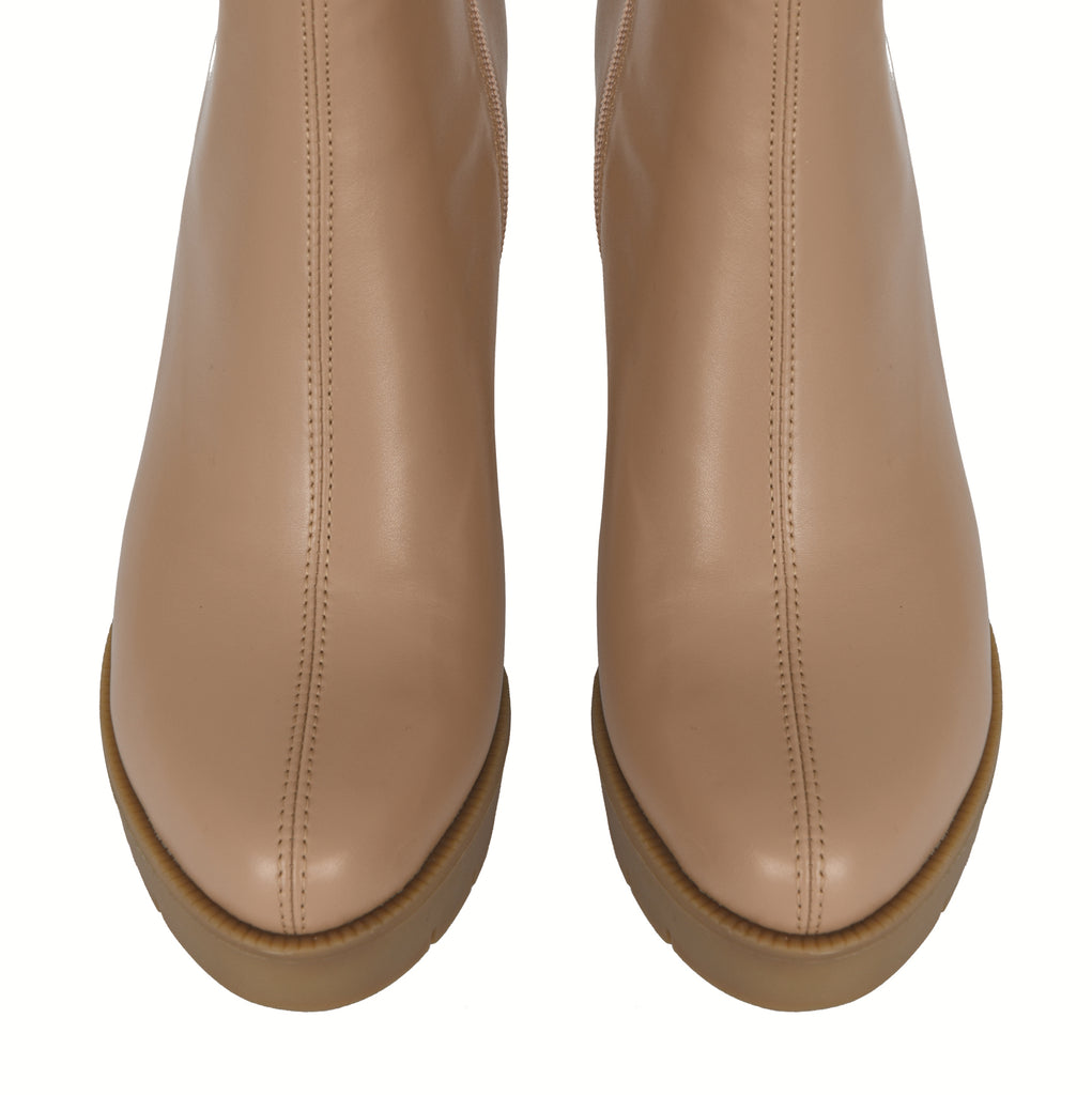 Erin wood-effect heel rubber sole sock boots | 2020BR