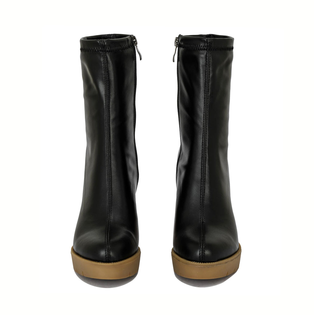 Erin wood-effect heel rubber sole sock boots | 2020B