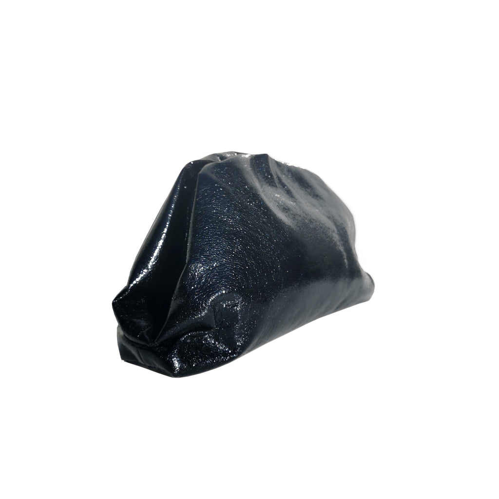 Black metallic pouch bag