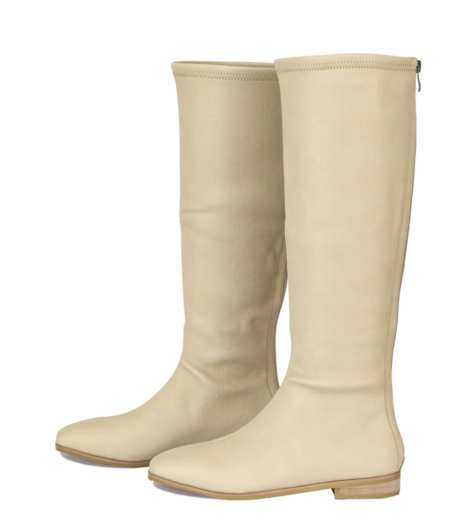 Jilla knee high flat square toe boots with a back side zipper | 015W