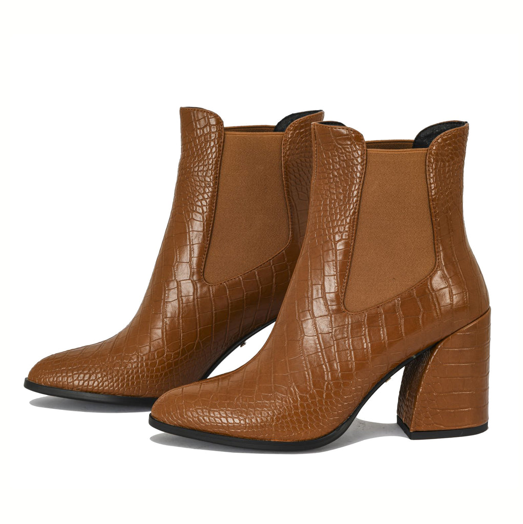 Dylan croc-embossed block heel chelsea boots | A668C