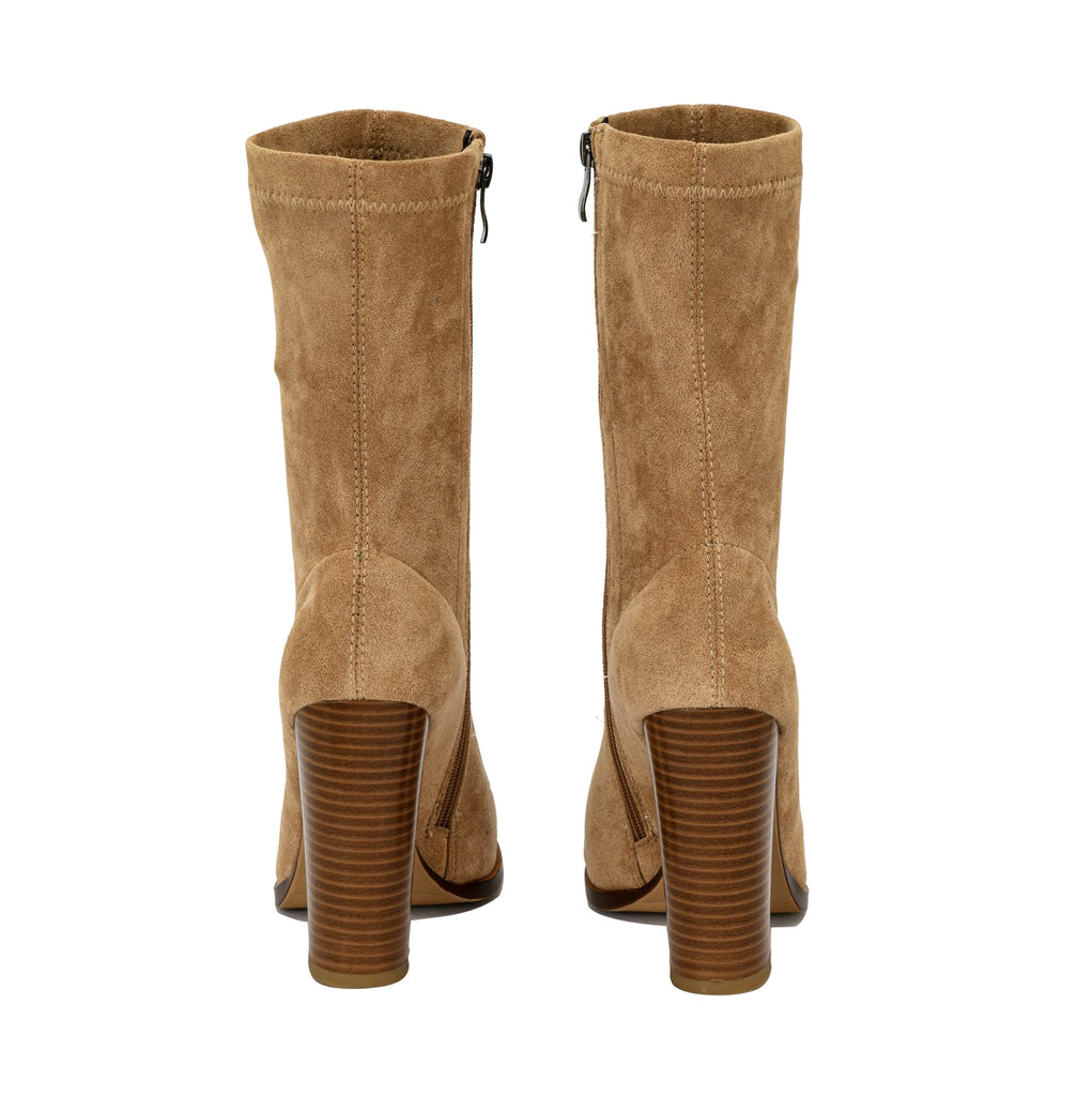 Cailin wood-effect suede block heel sock boots | A37C